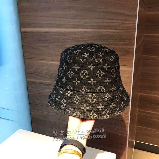 LV男女同款帽子 路易威登牛仔布印花漁夫帽遮陽帽  mm1082